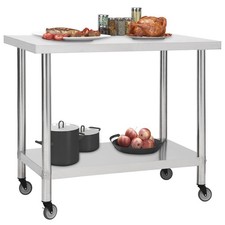 Work Table Stainless Steel Table Hotel Prep Work Table with Wheels vidaXL
