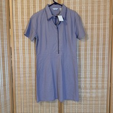 Stone Harbor Lavender Linen Blend Whipstitch Short Sleeve Shirt Dress Medium