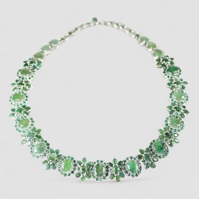 INVALUABLE GREEN EMERALD NECKLACES 925 STERLING SILVER HANDMADE FINE JEWELRY