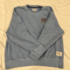 American Giant Vintage Wash Relaxed French Terry Crew Wmns L Made In USA Blue
