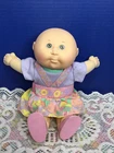 Vintage Cabbage Patch Doll 13” Bald Green Eyes Original Outfit 1991