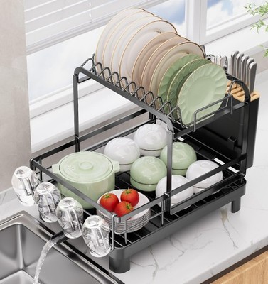 Escurridor de Platos Trastes Dos Niveles Con Daranje Para Cocina Escurreplatos
