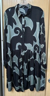 Marc Aurel Tunic Button Up Lagenlook Long Sleeve Button Up Drop Waist Dress 40