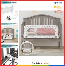 Crib Rail Guard 35 Inch White Toddler Bed Rail Fold Down Safety Barrier Mesh