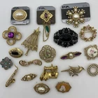 Lot of 20 Vintage 1928 BROOCH Pins Rhinestone Enamel Brooches Costume Jewelry