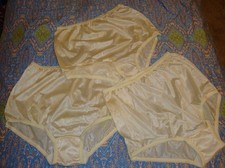 Lot of 3 Size 10 Carole Vintage 100 Nylon Shimmery Cream Color Brief Panty