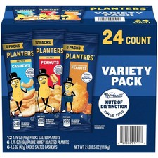 Planters Variety Pack Cashews Peanuts, 24 pk.