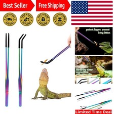 Stainless Steel Reptile Feeding Tongs with Rubber Tip - 10.6" Set of 2