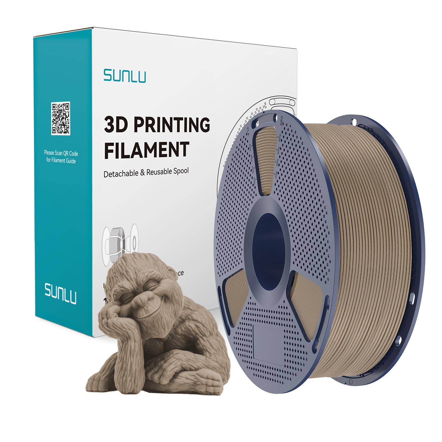 SUNLU 1.75mm Optimized Wood Fiber PLA 3D Printer Filament 1KG (2.2lbs)