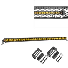 30" Single Row Amber LED Light Bar & Front Hidden Behind Grille Mounting Bracket