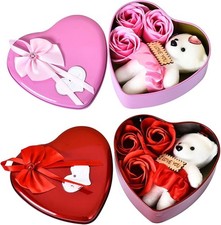 Metall Geschenkbox Herz Teddy Rosen Valentinstag Jahrestag Geburtstag Frauentag