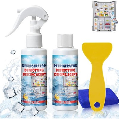 Abtauspray für Gefrierschrank 120ml Set mit Schaber und Tuch Enteiserspray