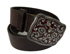 Gap Womens Belt Western Buckle Brown Italy Leather Size Medium