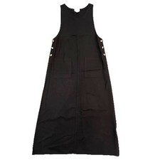 Talbots Women’s Overall Dress Long Size Medium Tencel Maxi Tank Jumper Black