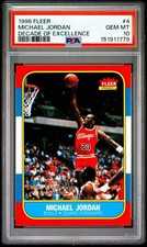 Graded 1996 Ultra Michael Jordan #4 JDOE Rookie Reprint Basketball Card PSA 10. rookie card picture