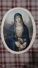 Ovale Incisione Ottocento Madonna con La Corona Del Cristo