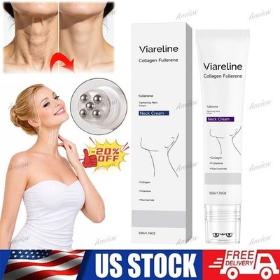 1Pack Collagen Fullerene Neck Cream Firming Tightening with Roller 50g~US STOCK