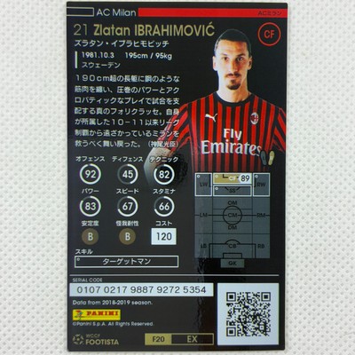 Panini WCCF FOOTISTA 2020 Zlatan Ibrahimovic AC Milan F20 EX