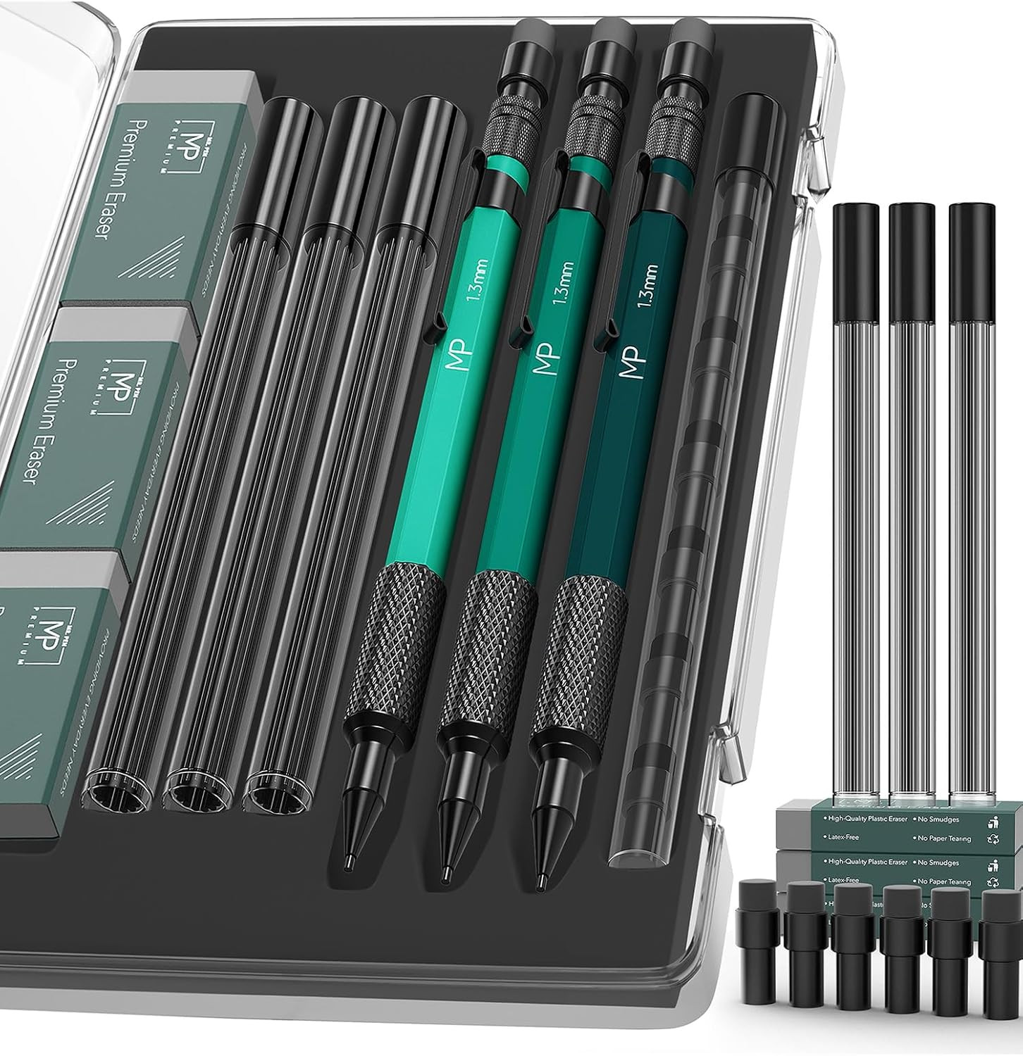 S Set, 3 Pack, 1.3 Mm, Black, Ambidextrous, Refillable