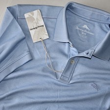 Tommy Bahama Polo Shirt Marlin Around Sky Blue Solid New SS Medium M