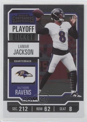 2023 Panini Contenders Playoff Ticket 107/199 Lamar Jackson #9 16wc