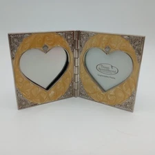 Things Remembered 2 Panel Heart Photo Frame Swarovski Crystals Engraveable New