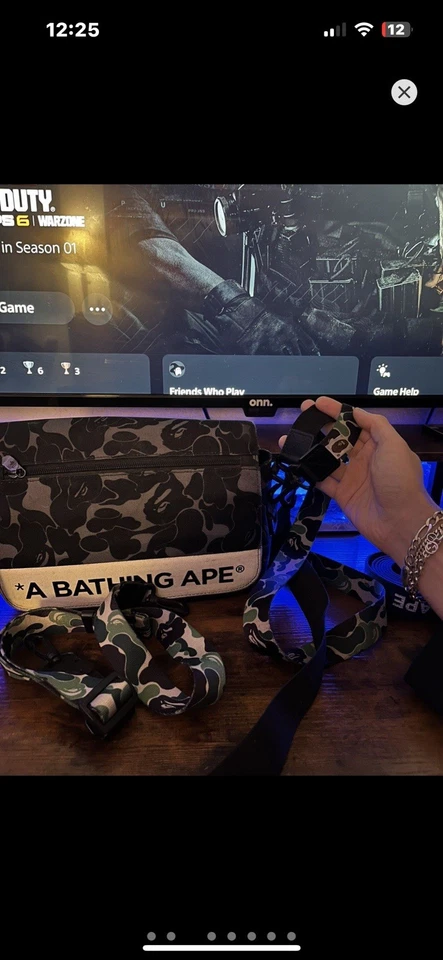 Bolso lateral raro Bape A Bathing Ape 2017 ABC camuflaje doble correa Foto 3 de 4