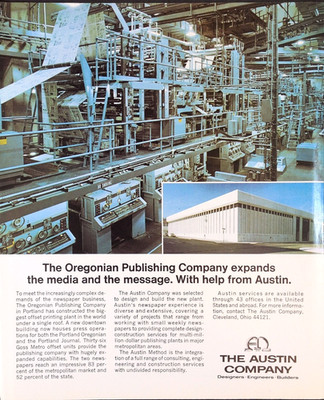 Vintage 1970s Austin Company Print Ad Oregonian Publishing Offset Press Plant