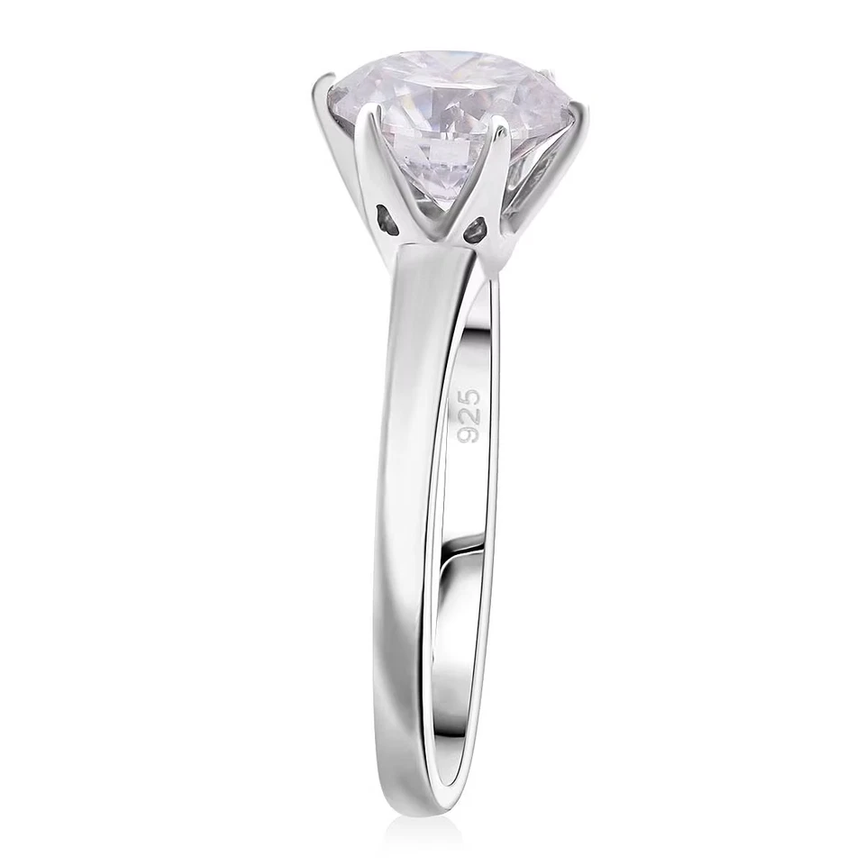 Moissanite Solitaire Ring, Rhodium Over 925 Sterling Silver 2.15 ctw Size 8 NEW - Image 4 of 4