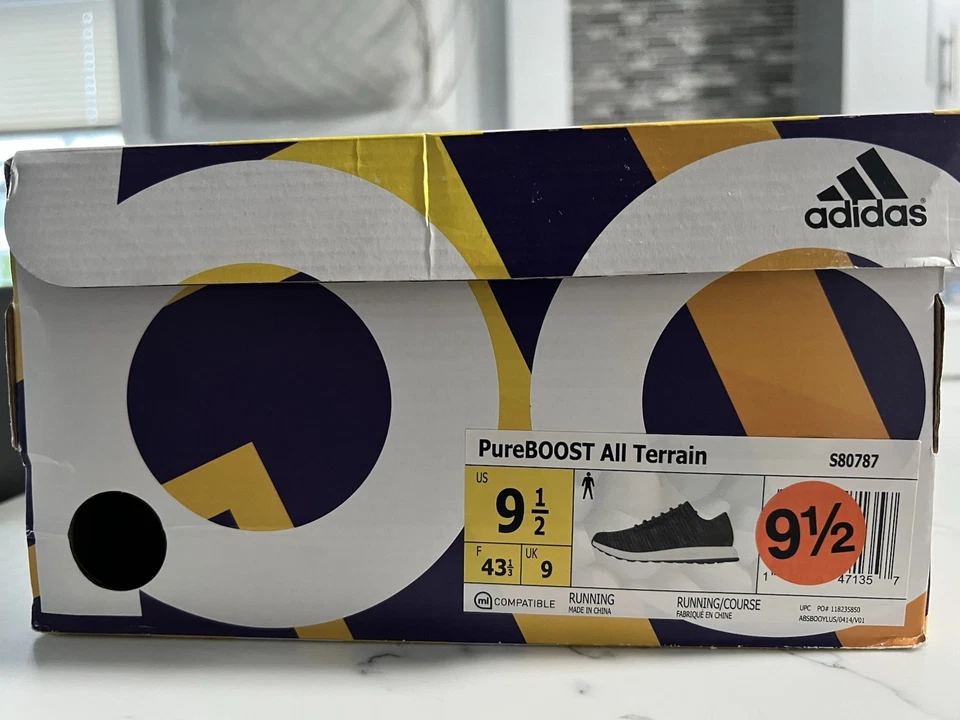 Adidas PureBOOST All Terrain Running Shoes Grey Black Sneakers Athletic Mens 9.5 - Image 4 of 4