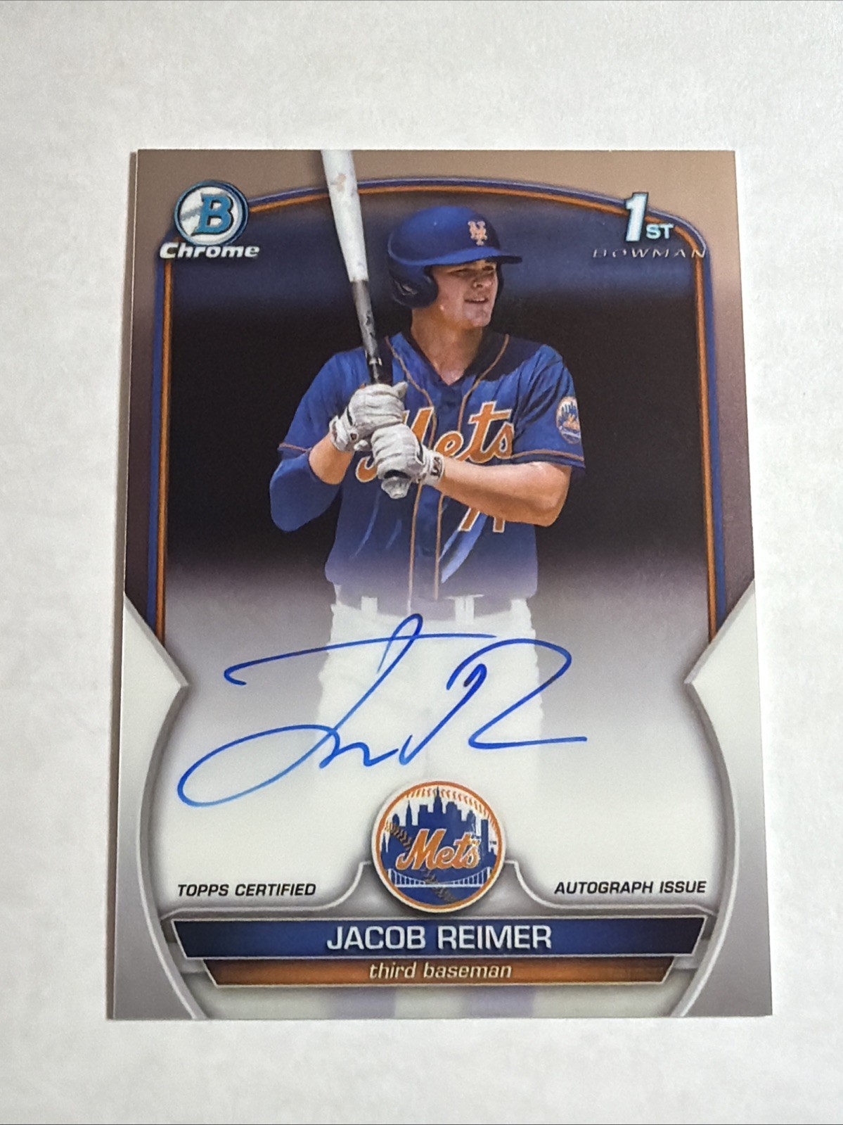 2023 1st Bowman Chrome Jacob Reimer Base Auto Autograph RC SP Mets Pack Fresh