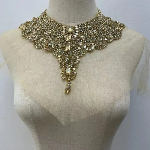 Handmade Rhinestone Collar Patches  Sew on Clothes  for Clothing Decoration DIY - Image 4 of 4