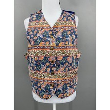 Vintage 90s Lizwear Floral Paisley Tapestry Vest Womens Sz Petite S Cottagecore