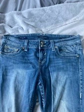 Vigoss Womens Jeans Size 9/10 Blue Mid Rise Stretch Embellished Bootcut Denim