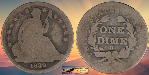 1839 O Seated Liberty Dime, About Good+ Condition, Early Date, Silver, C8512