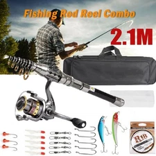Carbon Fiber Telescopic Fishing Rod Portable Spinning Pole Sea-Freshwater US HOT