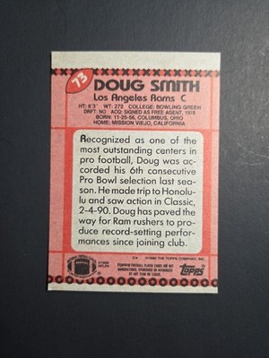 1990 Topps Football #73 Doug Smith Rams Blank Front Error No Front Print