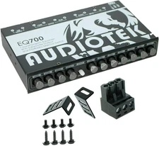 AT-EQ700 1/2 Din 7 Band Car Audio Equalizer EQ W/Front, Rear + Sub Output | Auxi