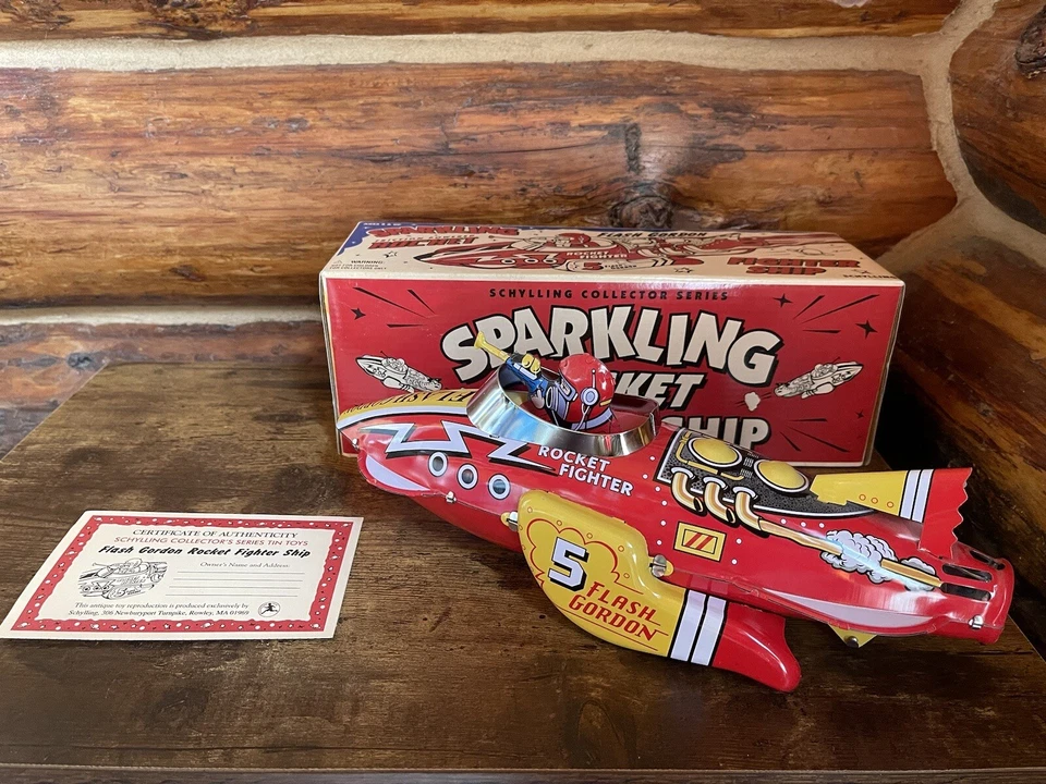 FLASH GORDON - BARCO DE COMBATE COHETE BRILLANTE - Schylling alimentado por fricción Foto 3 de 4