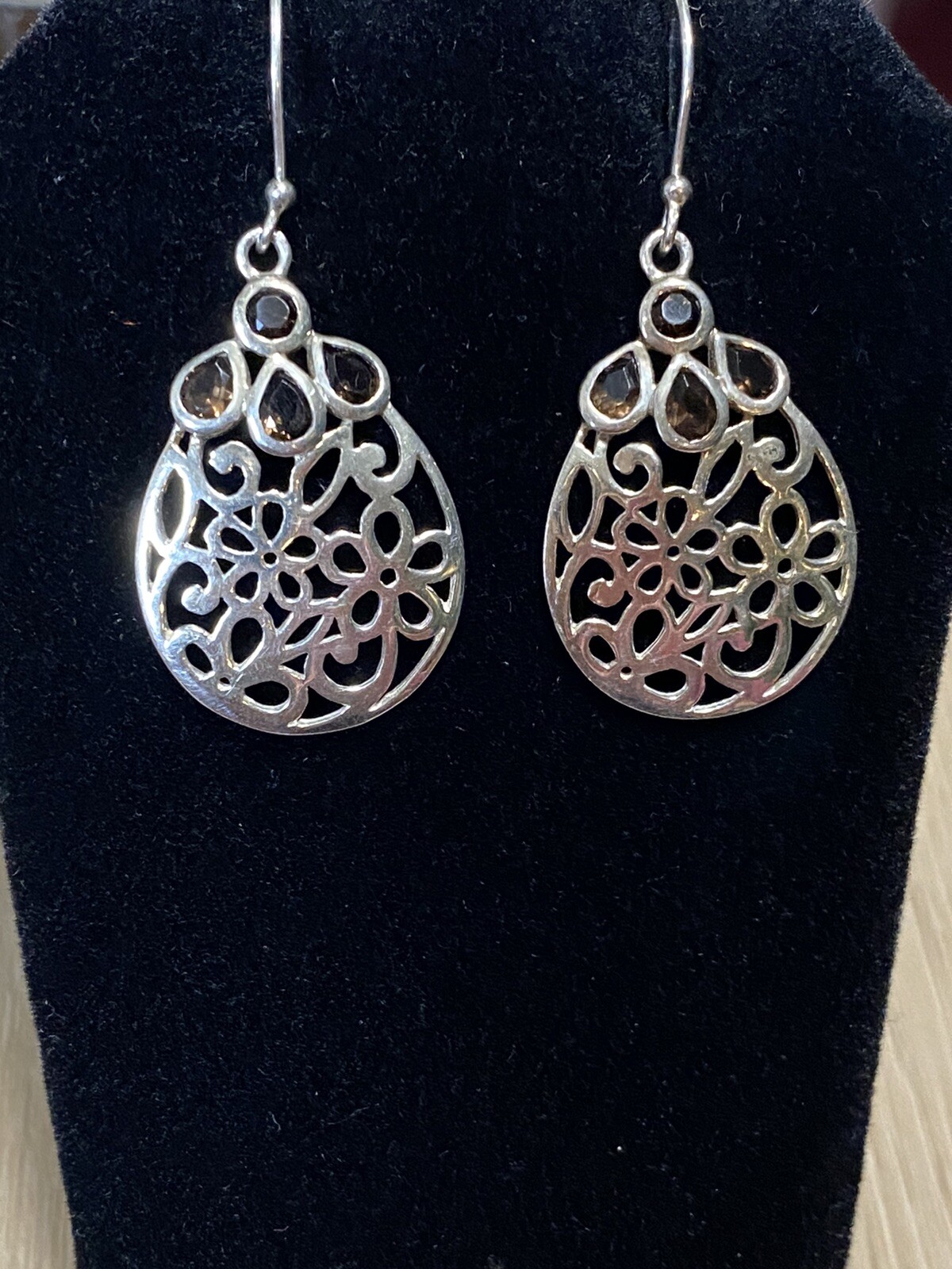 STERLING SILVER 925 HOOK DROP DANGLE EARRINGS - image 1