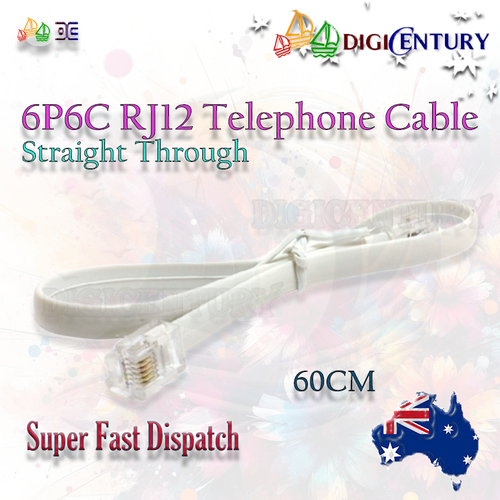 Short RJ12 6P6C Straight Through Flat Telephone Line Cord Cable -Modems Phones W - Bild 5 von 5