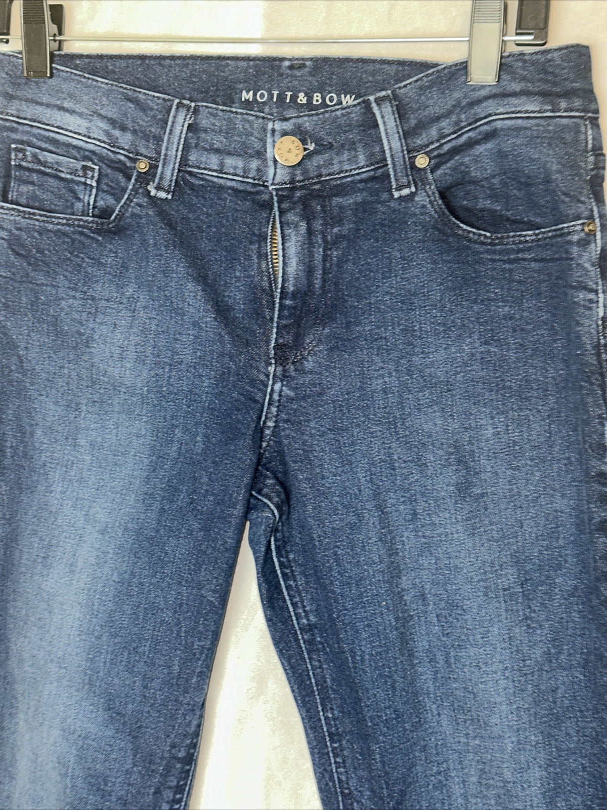 Mott & Bow Womens 27x32 MidRise Dark Wash Boyfriend Jean Blue Stretch