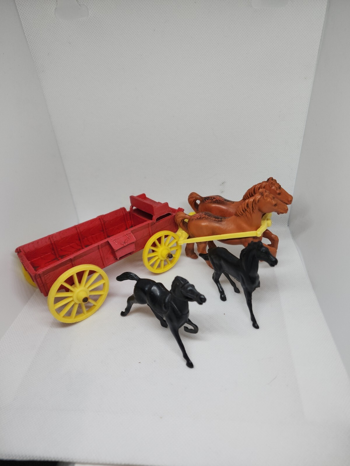 Horse Drawn Cart Toy 1940s Vintage Auburn Rubber Company + Two Black Horses eBay