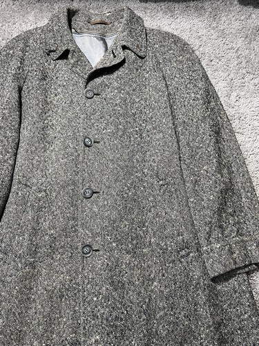 70s Vintage Gray Wool Tweed Coat Made In USA Unionmade Style Manor Bond Clothes - Picture 2 of 14