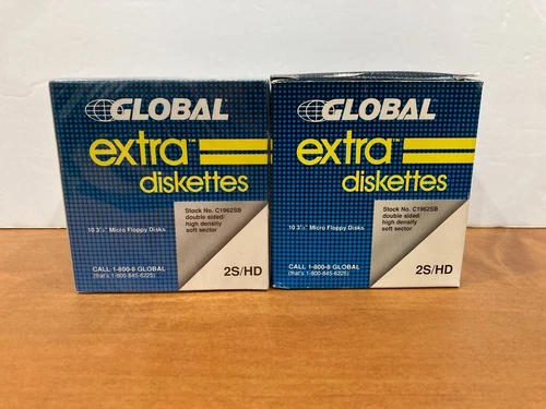 Global Extra 3.5" Floppy Disks Diskettes 2- 10 Pks + Extra (22 total) Dbl Sided