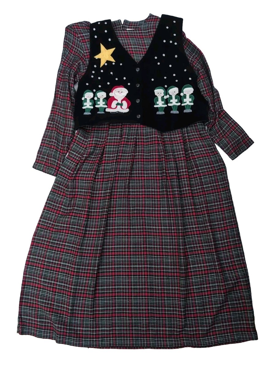 Country Wear Christmas Plaid Vested Long Dress , Vintage Size 12 ,Dry Clean Only | eBay Country Wear Christmas Plaid Vested Long Dress , Vintage Size 12 ,Dry Clean Only | eBay