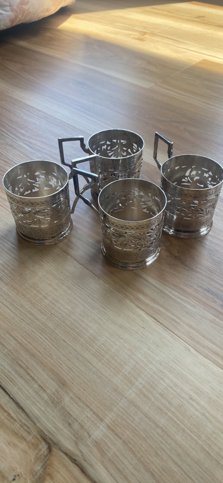 LOT 4 Silver Plated Holloware Tea Glass Cup Holders eBay