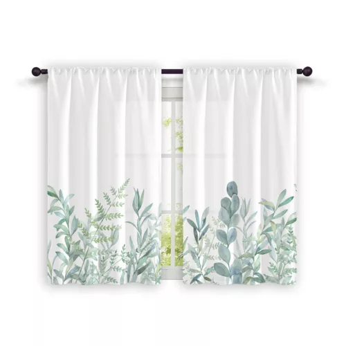 2X Rod Pocket Floral Blackout Valance Kitchen Waterproof Window Curtains Drapes - Picture 16 of 54