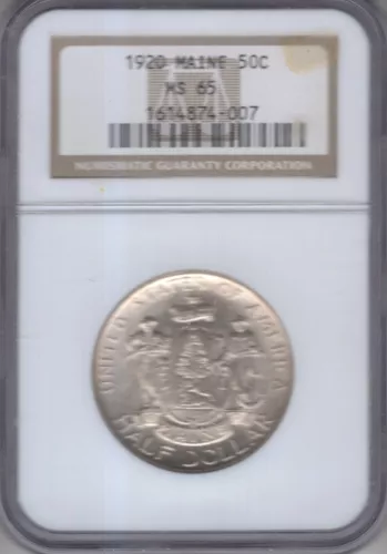 1920 MAINE COMMEMORATIVE HALF DOLLAR NGC CERTIFIED MS65 DEEP FROSTY WHITE COIN