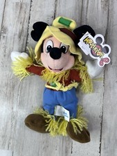 Walt Disney World Scarecrow Mickey Mouse Bean Bag Plush 8" Fall Harvest W/ Tag